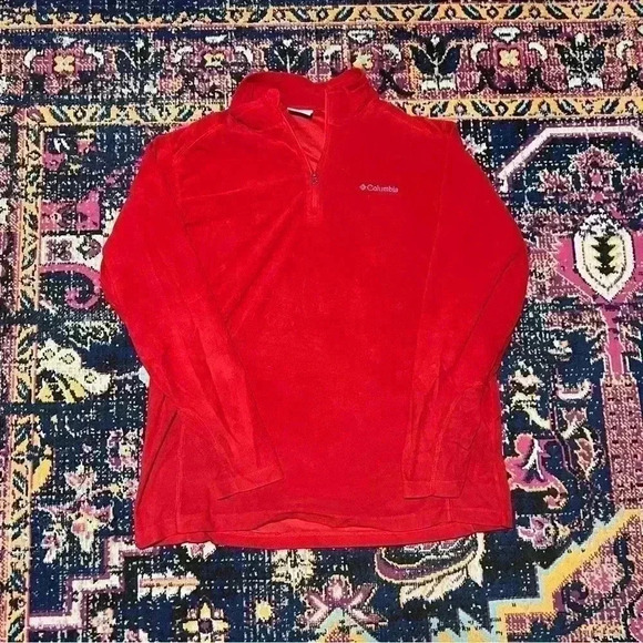 Columbia Mens Red Light Weight Fleece Pullover Quarter Zip Size Large - Picture 1 of 1